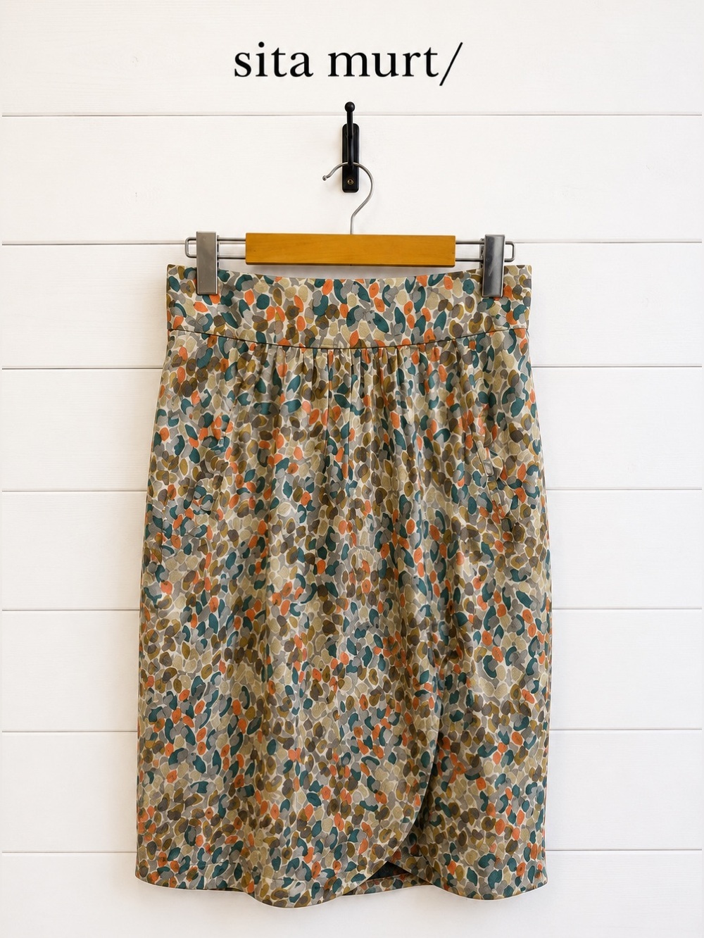 SITA MURT Silk Abstract Print Wrap Skirt Size 38